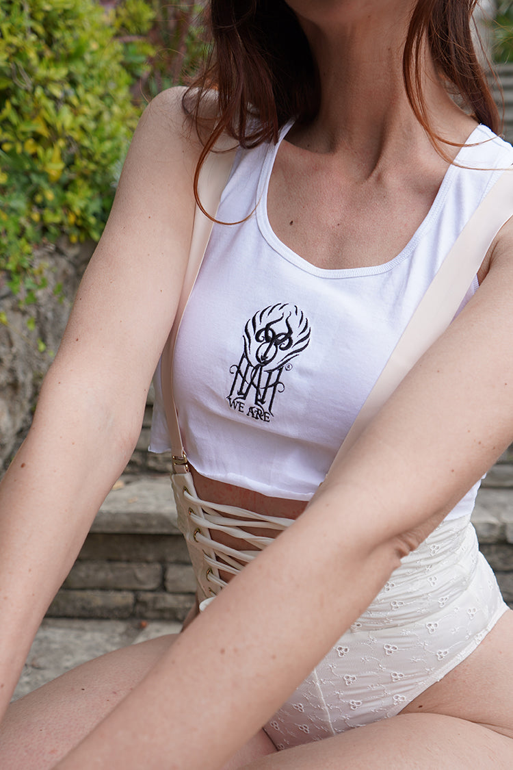 HAHt Organic Cotton Tank | White with Black Embroidery