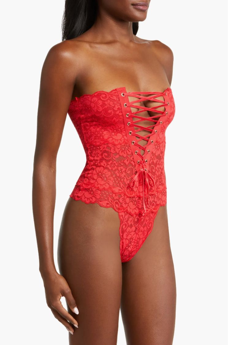 Spinster Reversible Lace Bodysuit | Siren Red