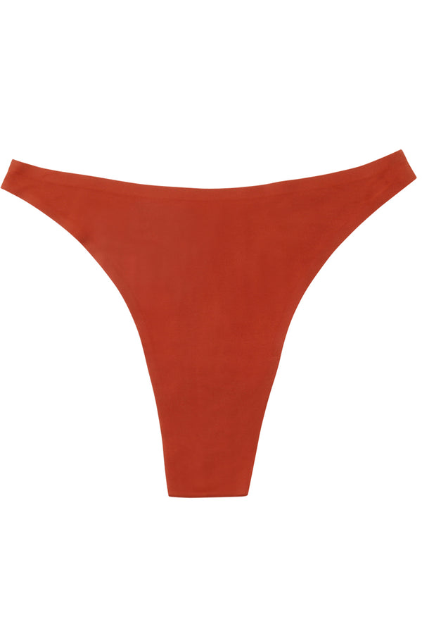 Brown high waisted thong panty, eco-friendly machine washable