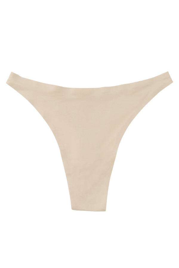 Nude high waisted thong panty, eco-friendly machine washable