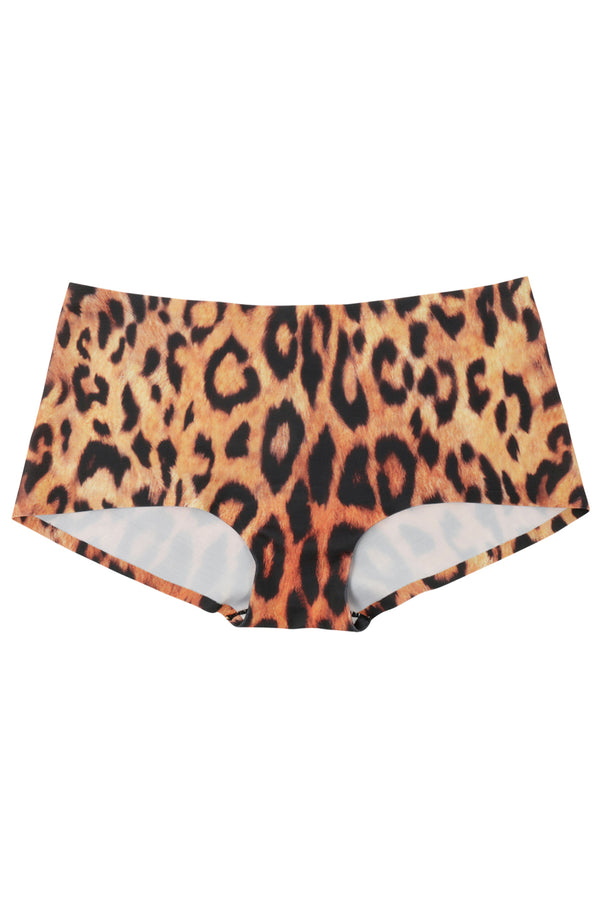 Leopard print low rise boyshort panty, eco-friendly machine washable