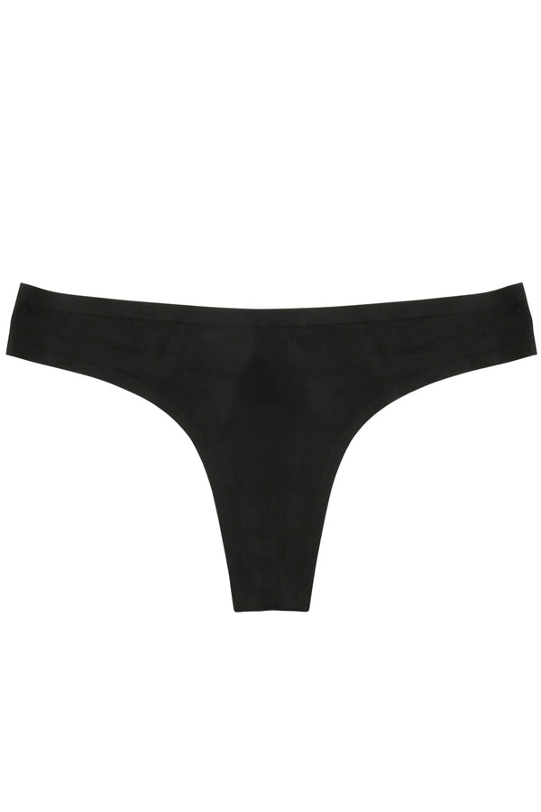 Black low rise thong panty, eco-friendly machine washable