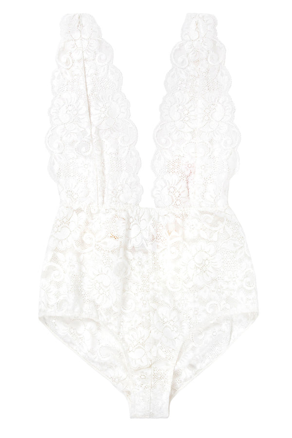 Comin' In HAHt Lace Bodysuit | Blanc