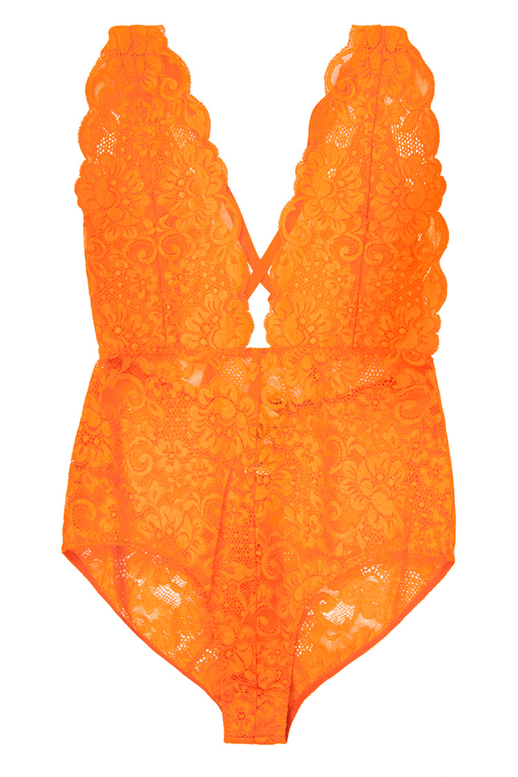 Comin' In HAHt Lace Bodysuit | Burnt Orange